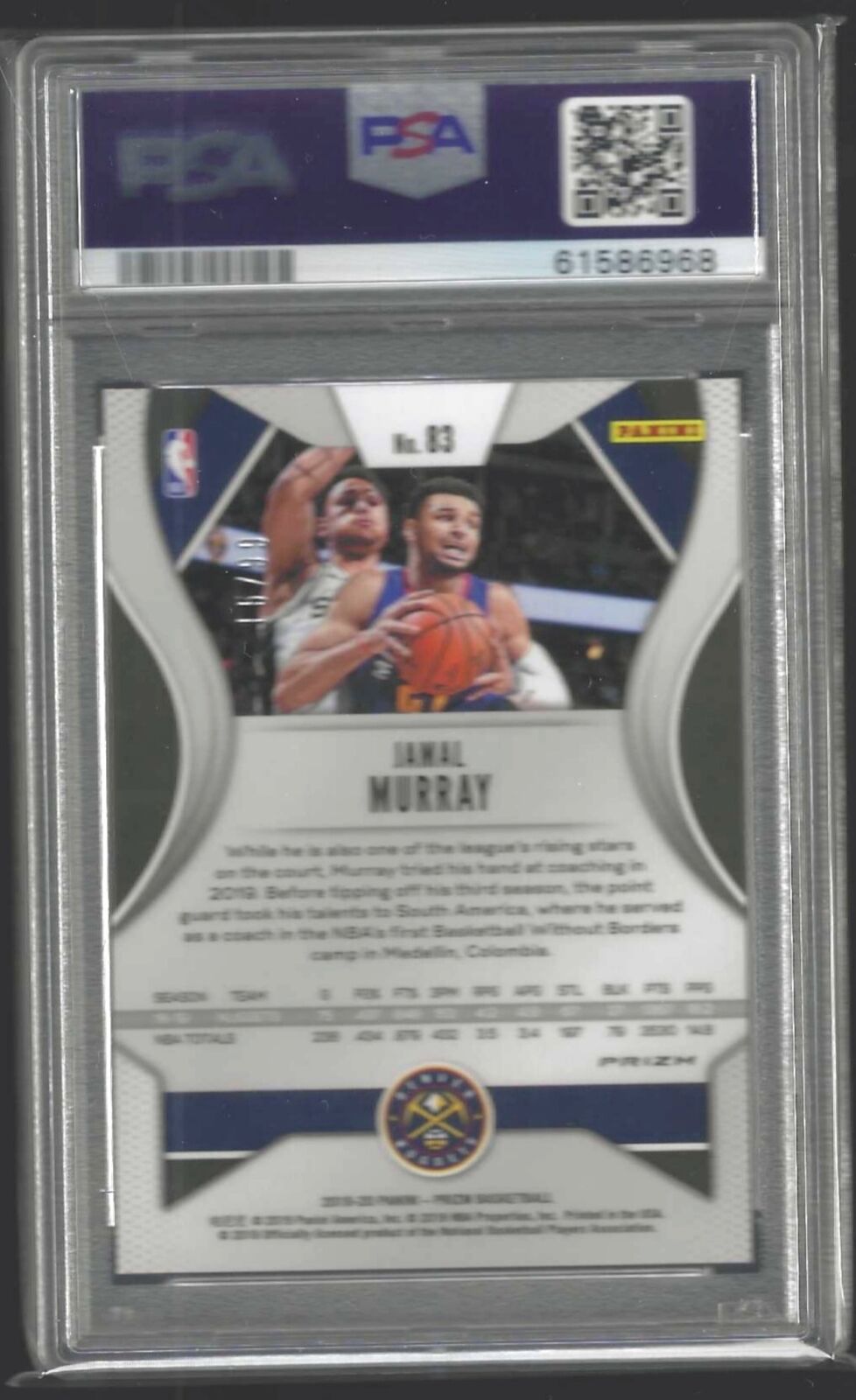 JAMAL MURRAY 2019-20 PANINI PRIZM BLUE CRACKED ICE #D /99 PSA 10 GEM MINT POP 5