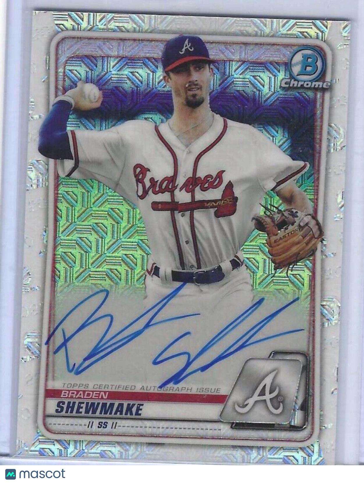BRADEN SHEWMAKE 2020 BOWMAN CHROME MEGA BOX REFRACTOR ON CARD AUTO PROSPECT