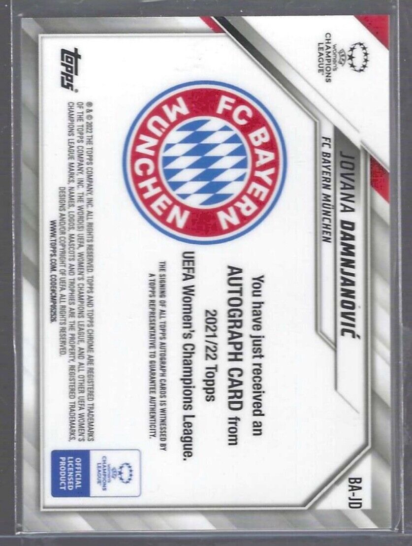JOVANA DAMNJANOVIC 2021-22 TOPPS CHROME SILVER REFRACTOR AUTO #BA-JD
