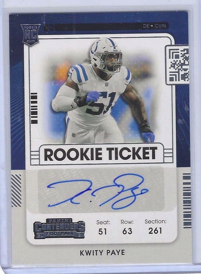 KWITY PAYE 2021 PANINI CONTENDERS ROOKIE TICKET AUTO RC #152