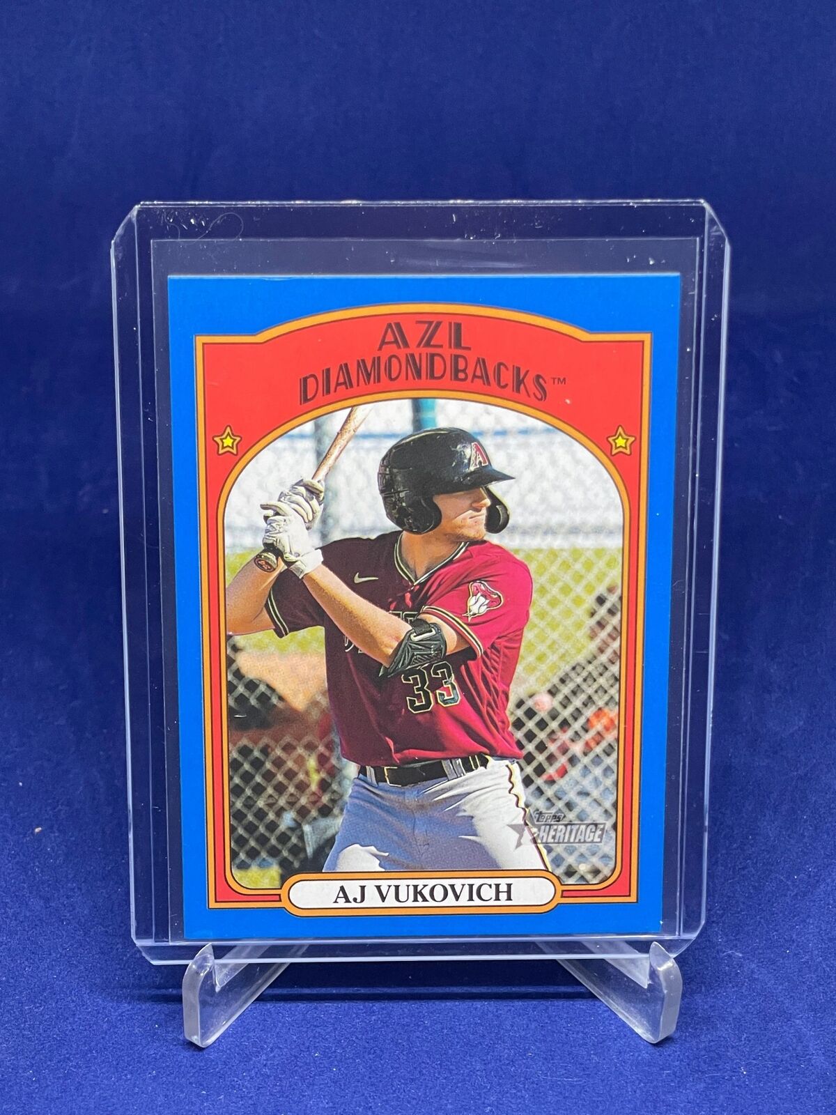 AJ VUKOVICH 2021 TOPPS HERITAGE MINORS BLUE PROSPECT #D 69/99