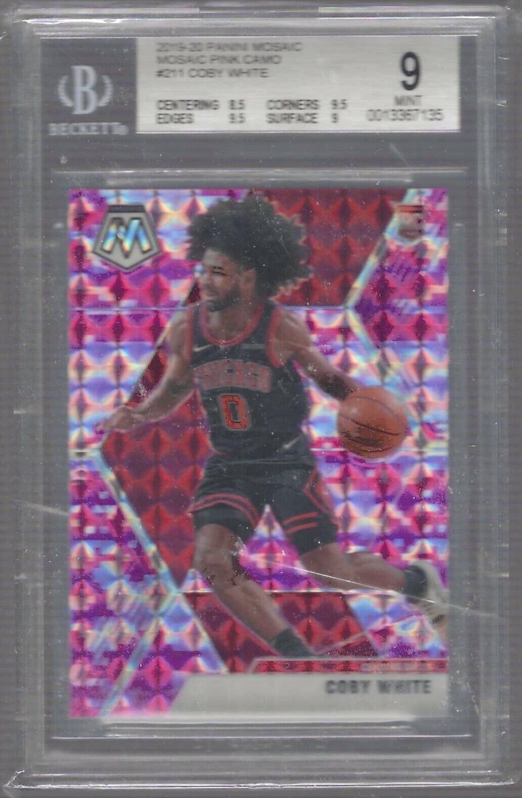 COBY WHITE 2019 PANINI MOSAIC PINK CAMO PRIZM RC BGS 9 MINT
