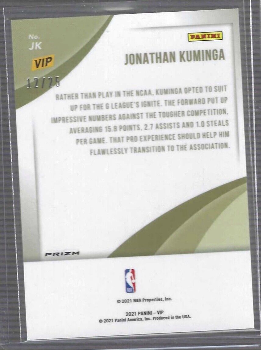 JONATHAN KUMINGA 2021-22 PANINI VIP CAMO PANDORA PRIZM #D 12/25