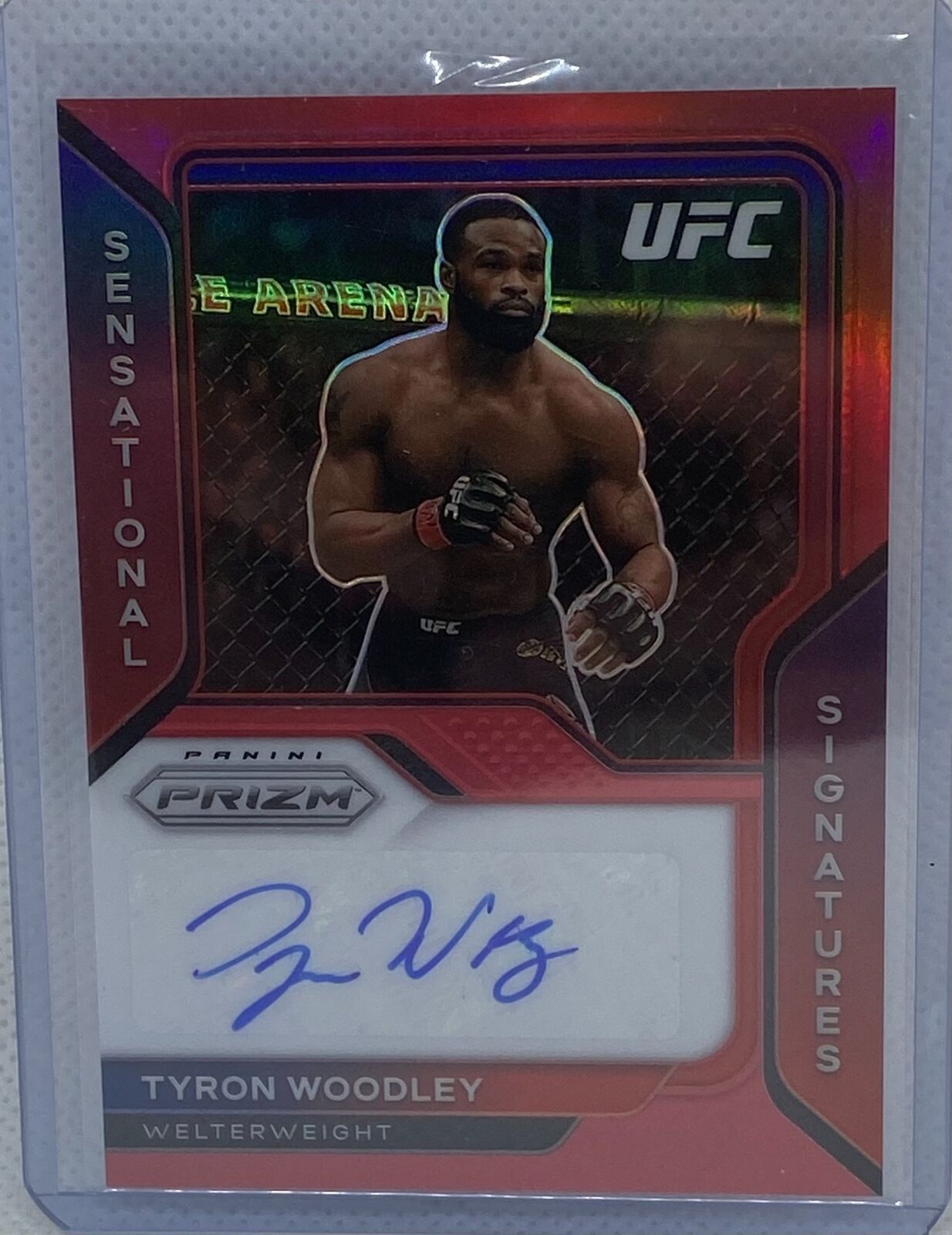 TYRON WOODLEY 2021 PANINI PRIZM SENSATIONAL SIGNATURES RED AUTO #D /49