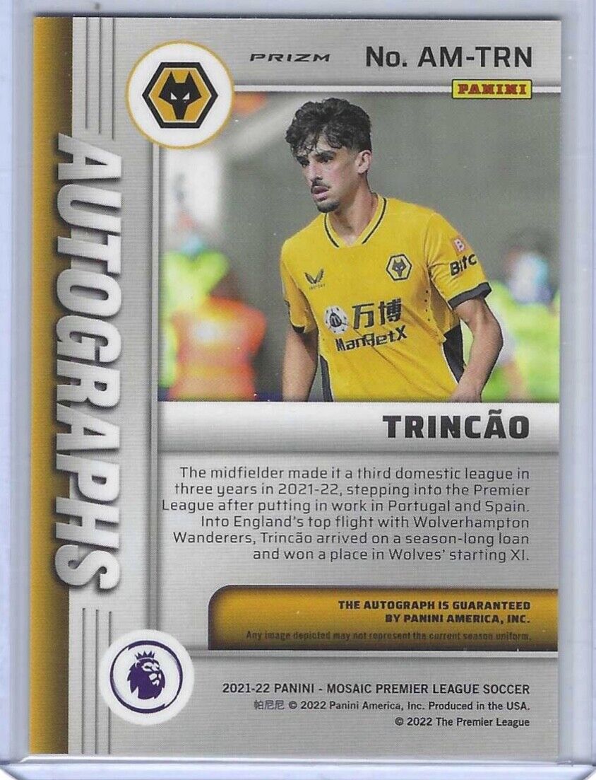 TRINCAO 2021-22 PANINI MOSAIC EPL SILVER MOSAIC PRIZM AUTO #AM-TRN