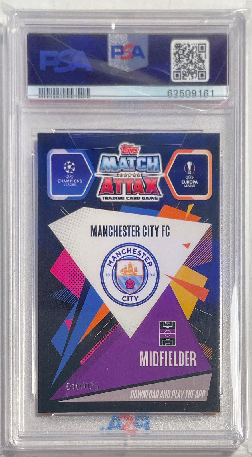 KEVIN DE BRUYNE 2020-21 TOPPS CHROME MATCH ATTAX ORANGE REFRACTOR /25 PSA 9 POP2