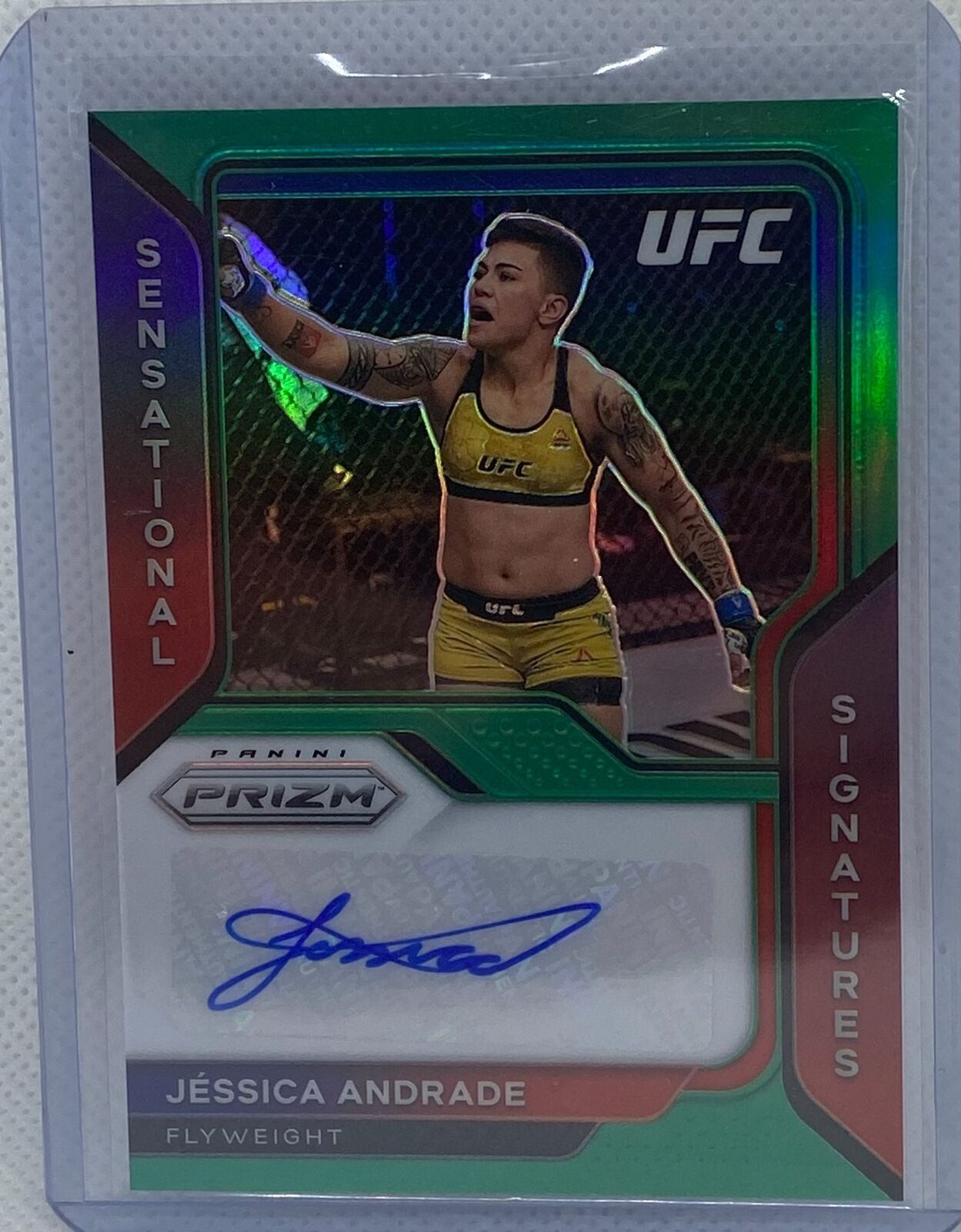 JESSICA ANDRADE 2021 PANINI PRIZM SENSATIONAL SIGNATURES GREEN AUTO #SS-JAD