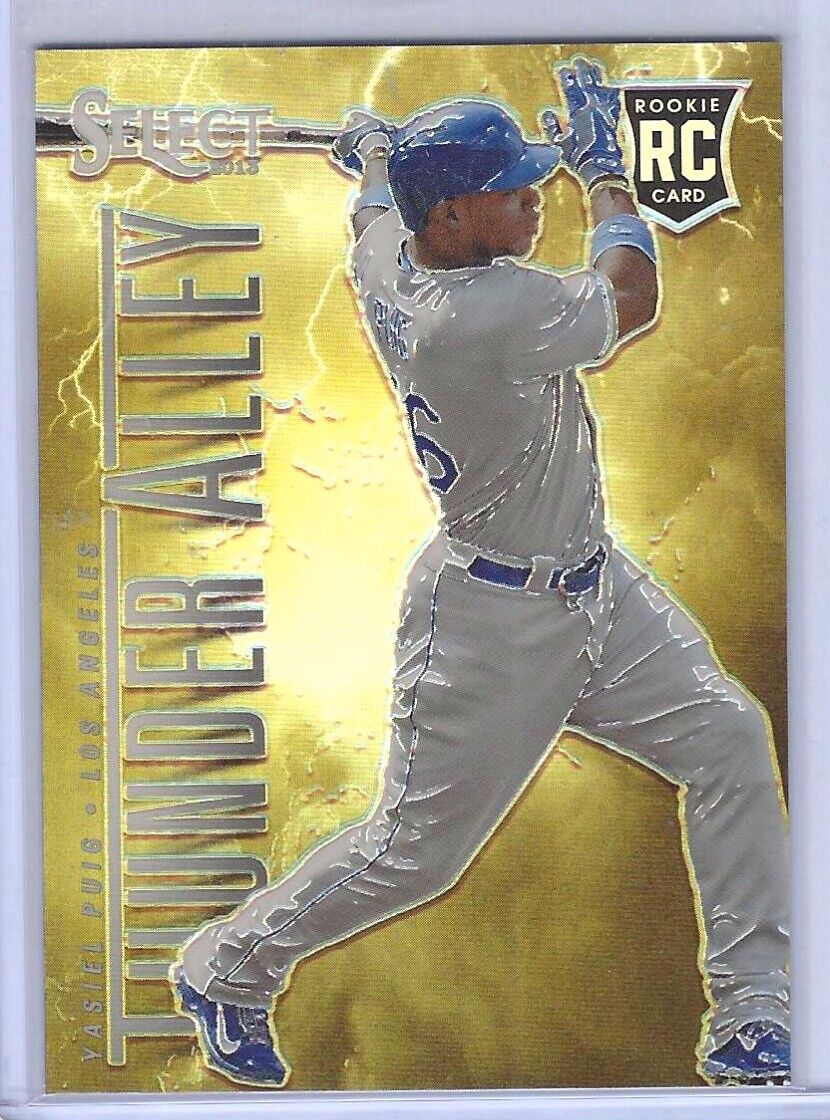 YASIEL PUIG 2013 PANINI SELECT GOLD PRIZM THUNDER ALLEY ROOKIE RC #D 14/25