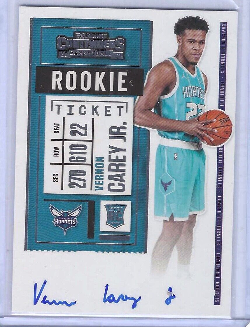 VERNON CAREY JR 2020-21 PANINI CONTENDERS ROOKIE TICKET ON CARD AUTO RC #136