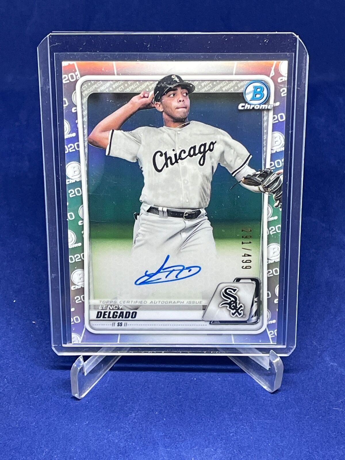 LENCY DELGADO 2020 BOWMAN CHROME REFRACTOR ON CARD AUTO PROSPECT #D /499 RC
