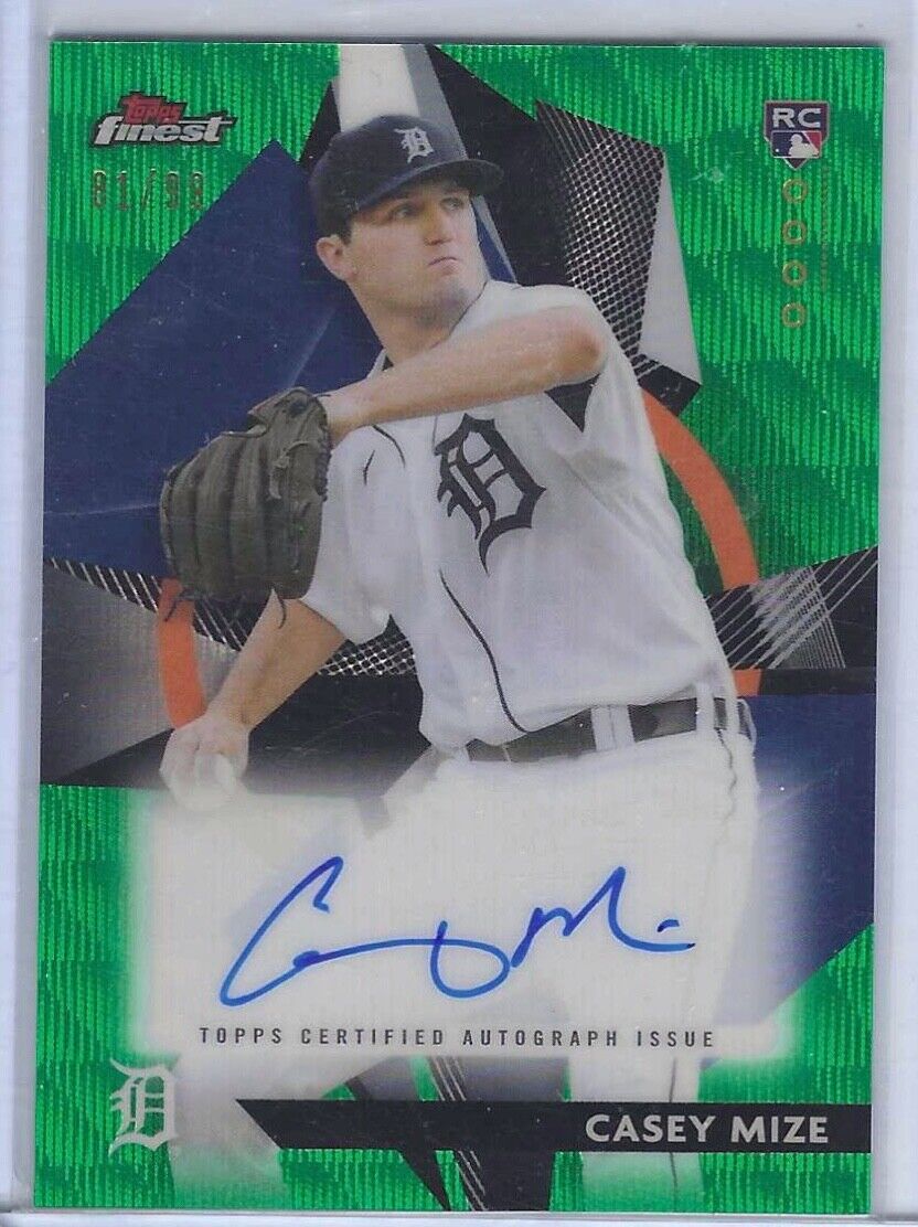 CASEY MIZE 2021 TOPPS FINEST GREEN WAVE REFRACTOR AUTO RC #D 81/99