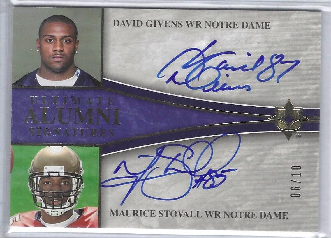DAVID GIVENS MAURICE STOVALL 2006 UPPER DECK ULTIMATE ALUMNI DUAL AUTO #D 06/10
