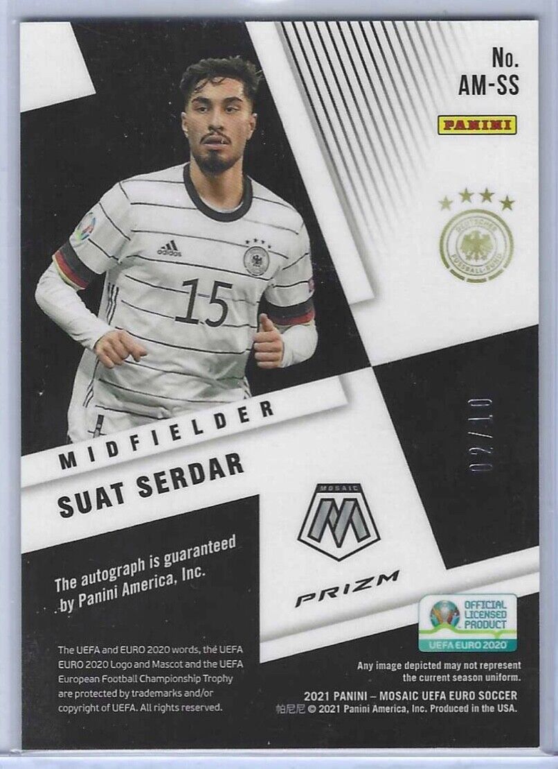 SUAT SERDAR 2020-21 PANINI MOSAIC UEFA GOLD MOSAIC PRIZM AUTO #D 02/10