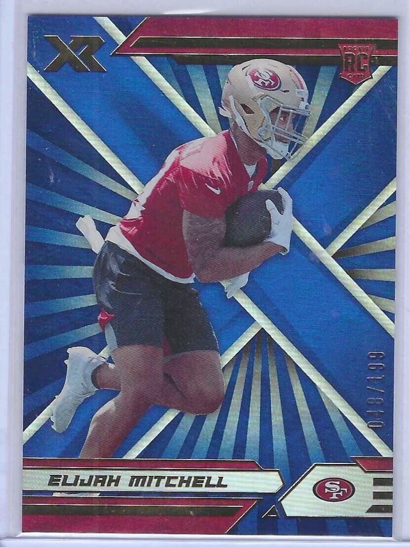 ELIJAH MITCHELL 2021 PANINI XR BLUE FOIL ROOKIE RC #D 048/199