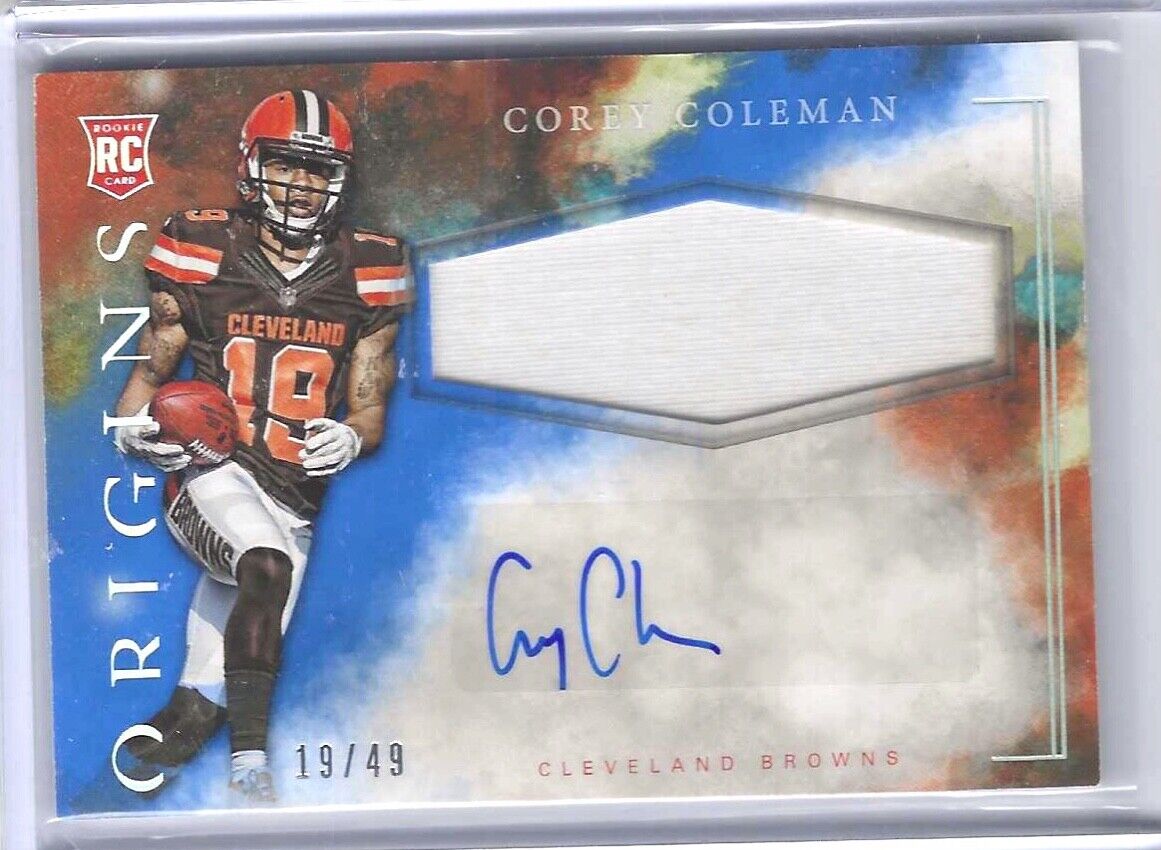 COREY COLEMAN 2016 PANINI ORIGINS BLUE RPA ROOKIE PATCH AUTO RC #D /49