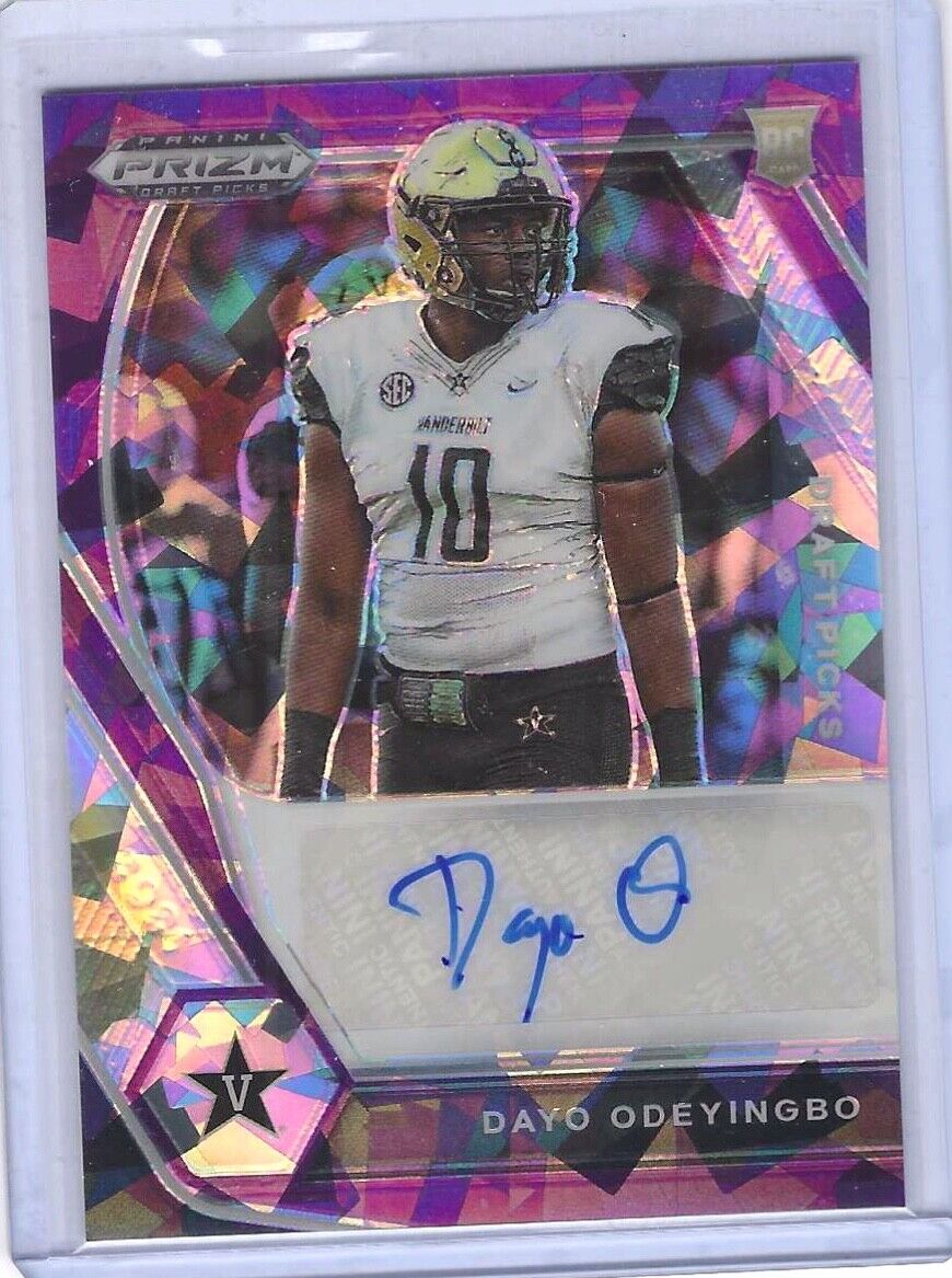 DAYO ODEYINGBO 2021 PANINI PRIZM DP PURPLE CRACKED ICE ROOKIE AUTO RC #D 91/99