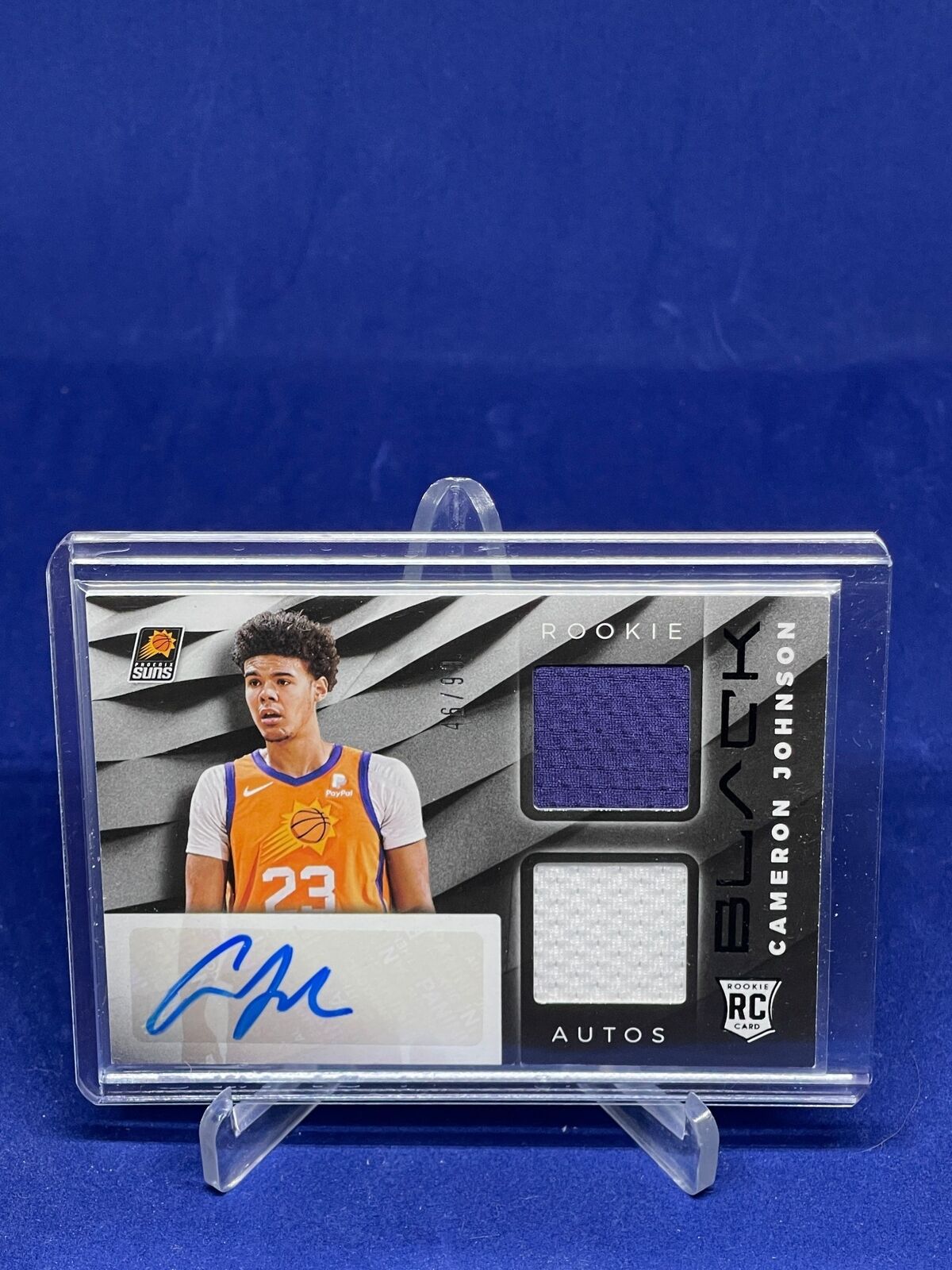 CAMERON JOHNSON 2019-20 PANINI BLACK DUAL JERSEY AUTO ROOKIE RC #D 46/99
