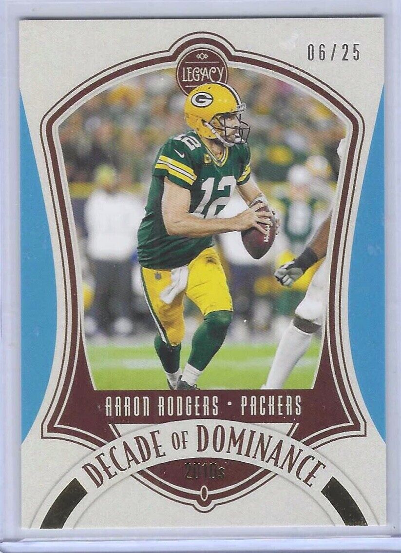 AARON RODGERS 2021 PANINI LEGACY DECADE OF DOMINANCE PLATINUM BLUE #D 06/25