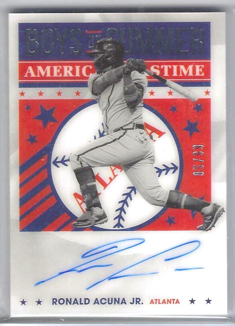 RONALD ACUNA JR 2021 PANINI CHRONICLES AMERICAS PASTIME ON CARD AUTO #D 95/99