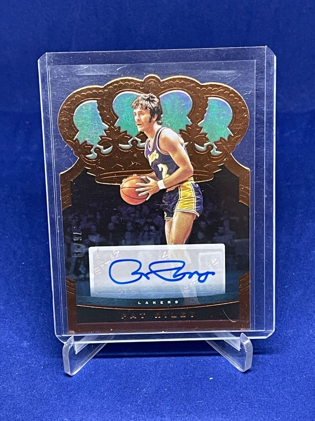 PAT RILEY 2020-21 PANINI CROWN ROYALE DIE CUT BRONZE AUTO #D 76/99