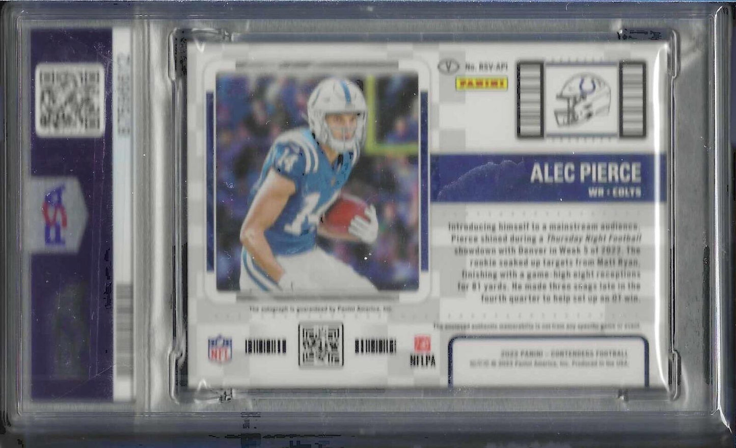 ALEC PIERCE 2022 PANINI CONTENDERS ROOKIE TICKET GOLD PATCH AUTO RC PSA 8 POP 1