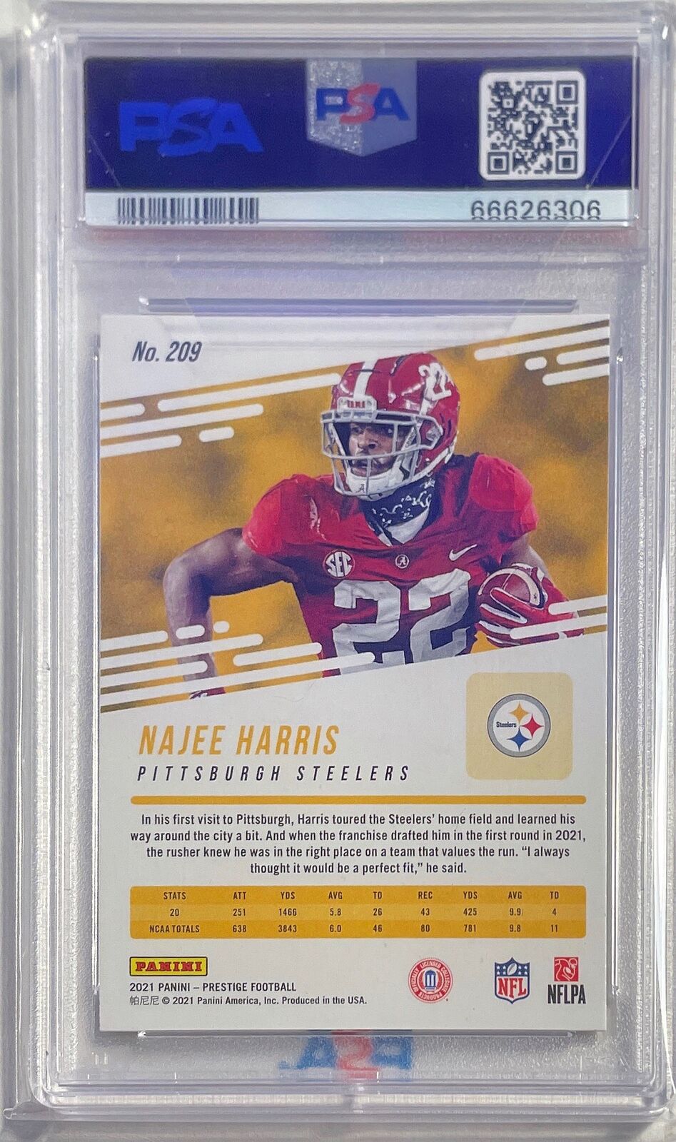 NAJEE HARRIS 2021 PRESTIGE HYPER XTRA POINTS ROOKIE RC #209 PSA 10 GEM POP 2
