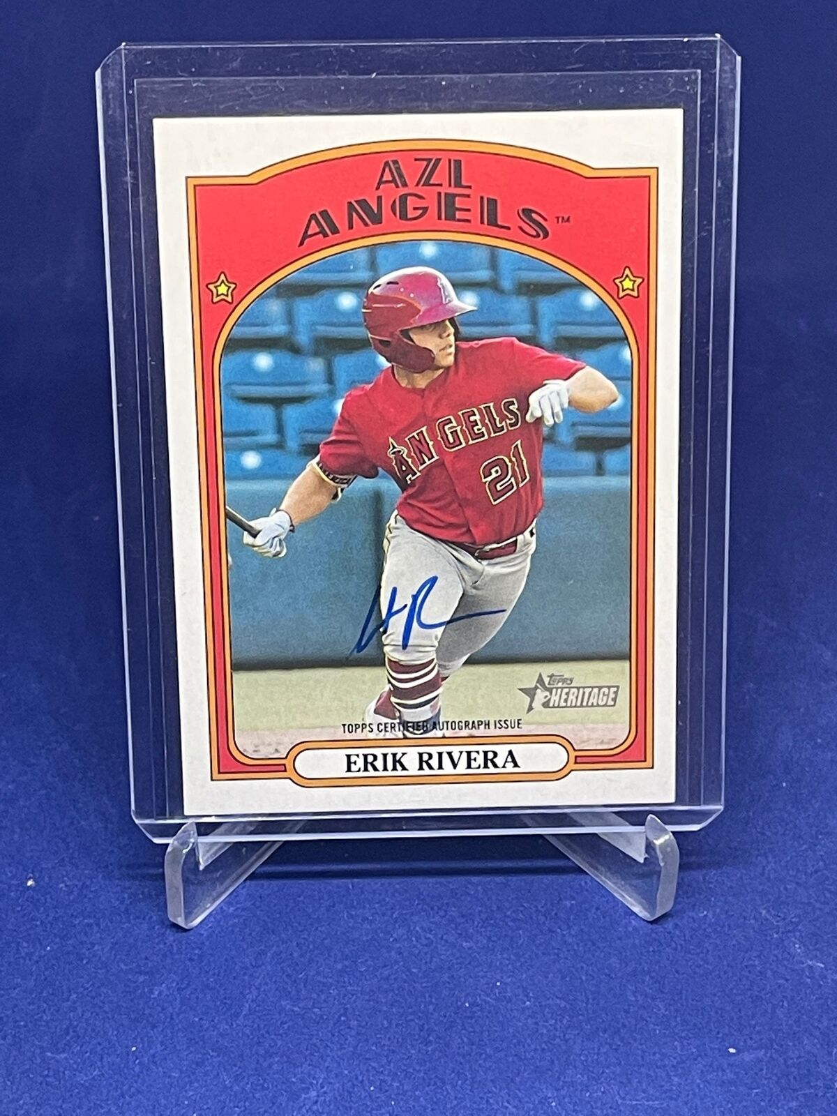 ERIK RIVERA 2021 TOPPS HERITAGE MINORS ON CARD AUTO PROSPECT