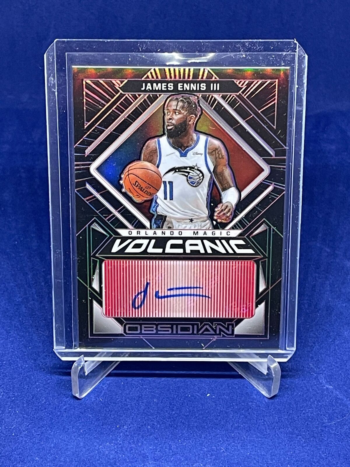 JAMES ENNIS III 2020-21 PANINI OBSIDIAN VOLCANIC ELECTRIC ETCH RED AUTO #D 2/5