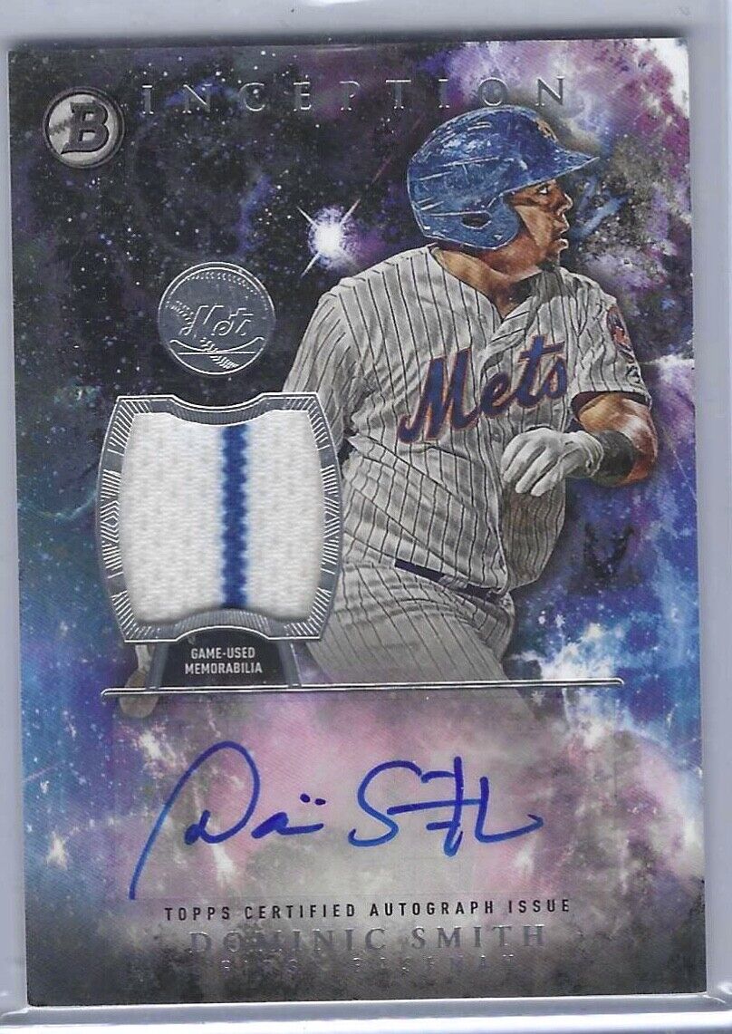 DOMINIC SMITH 2016 BOWMAN INCEPTION GAME USED PATCH AUTO #IAR-DS