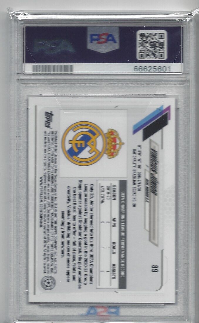 VINICIUS JUNIOR 2020 TOPPS CHROME UCL PINK X-FRACTOR REFRACTOR #89 PSA 10 POP 3