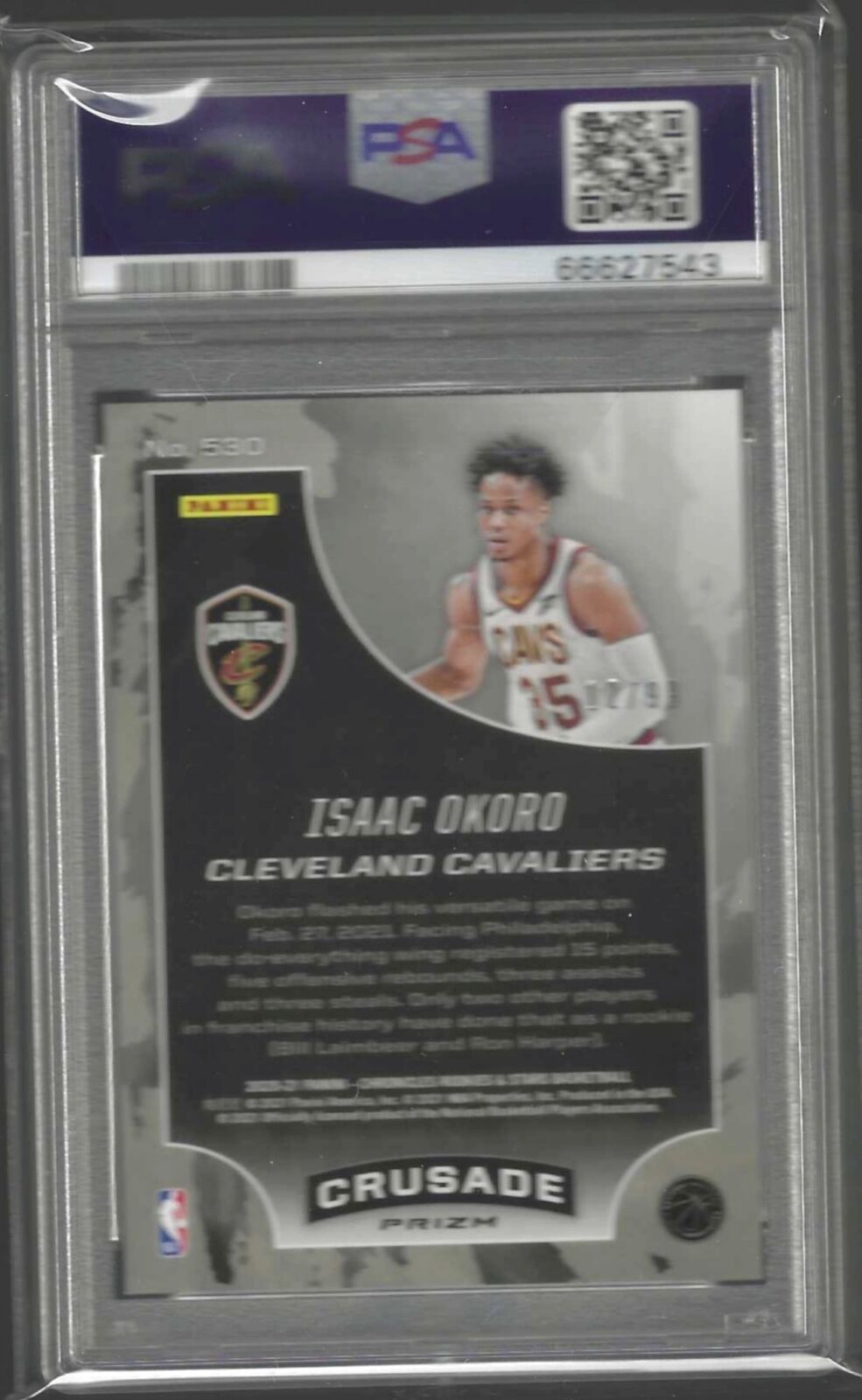 ISAAC OKORO 2020-21 PANINI CHRONICLES CRUSADE BLUE PRIZM RC /99 PSA 10 POP 1/1