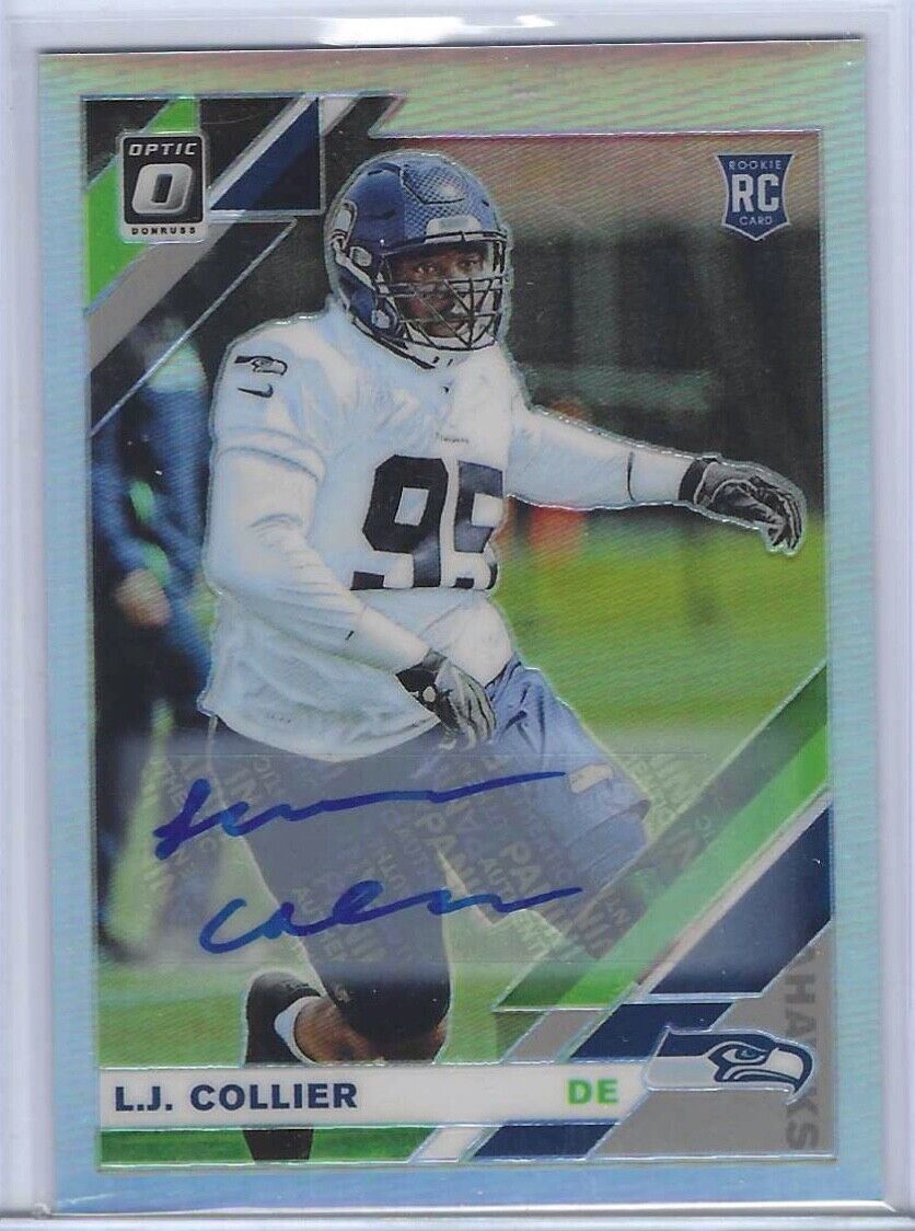 LJ COLLIER 2019 DONRUSS OPTIC SILVER HOLO ROOKIE AUTO RC #D 56/99