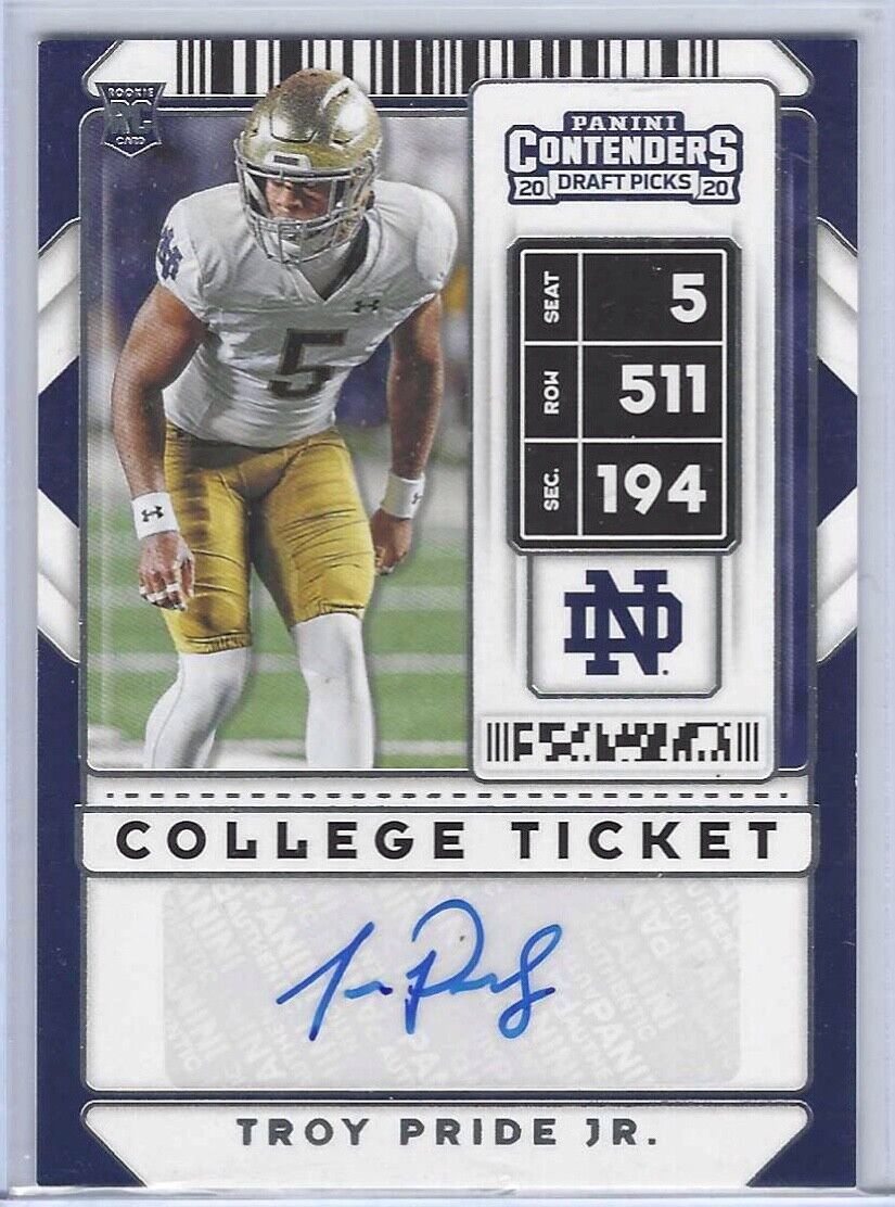 TROY PRIDE JR 2020 PANINI CONTENDERS DRAFT PICKS COLLEGE TICKET AUTO RC #226