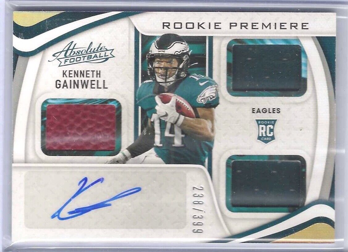 KENNETH GAINWELL 2021 PANINI ABSOLUTE ROOKIE TRIPLE PATCH AUTO RC #D 238/399