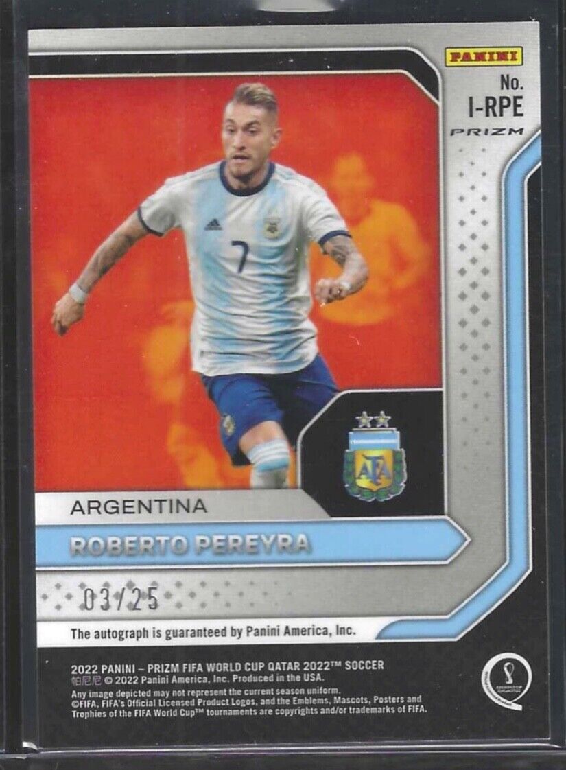 ROBERTO PEREYRA 2021-22 PANINI PRIZM WORLD CUP SILVER INTERNATIONAL AUTO #D 3/25
