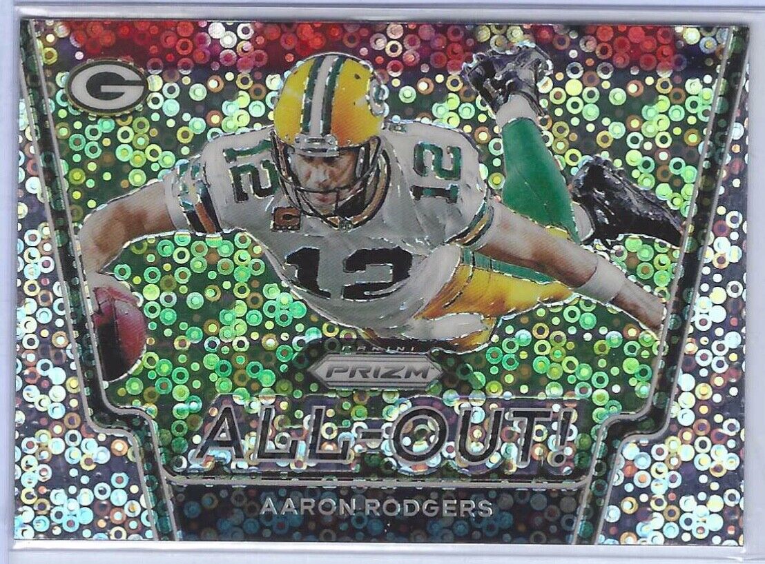 AARON RODGERS 2020 PANINI PRIZM SILVER DISCO PRIZM ALL-OUT INSERT #4