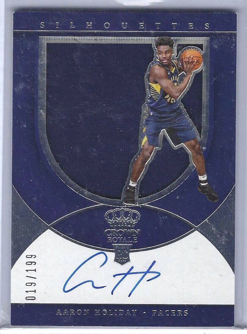 AARON HOLIDAY 2018-19 CROWN ROYALE SILHOUETTES JUMBO JERSEY AUTO RC #D /199