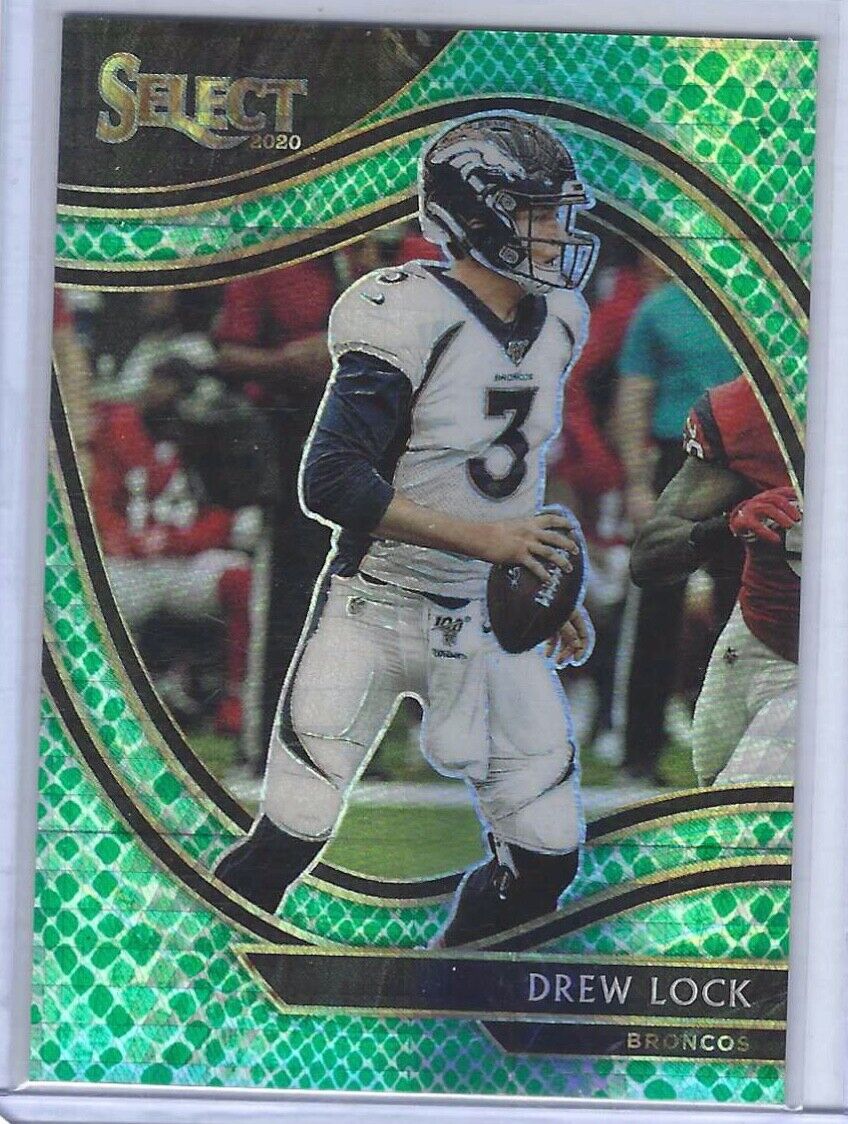 DREW LOCK 2020 PANINI SELECT FIELD LEVEL DRAGON SCALE GREEN PRIZM #D 45/67