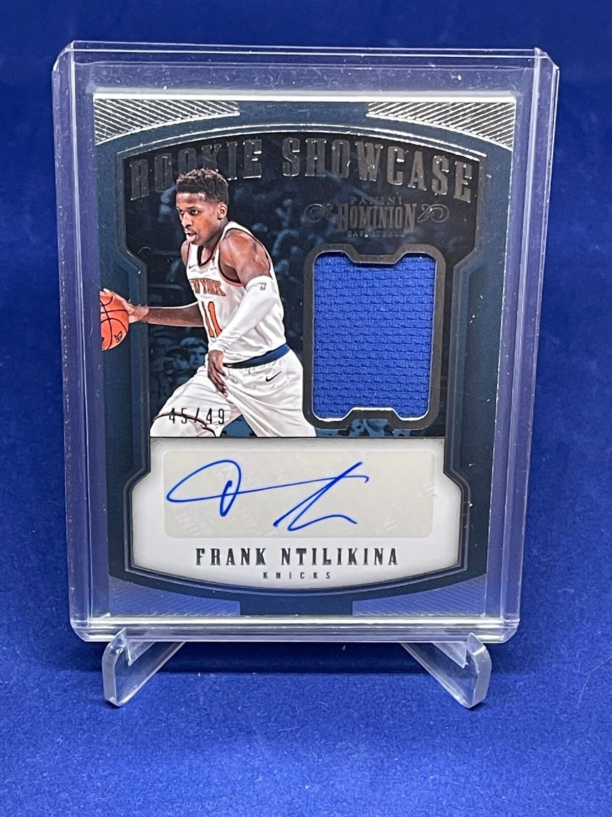 FRANK NTILIKINA 2017-18 PANINI DOMINION ROOKIE SHOWCASE JERSEY AUTO RC #D 45/49