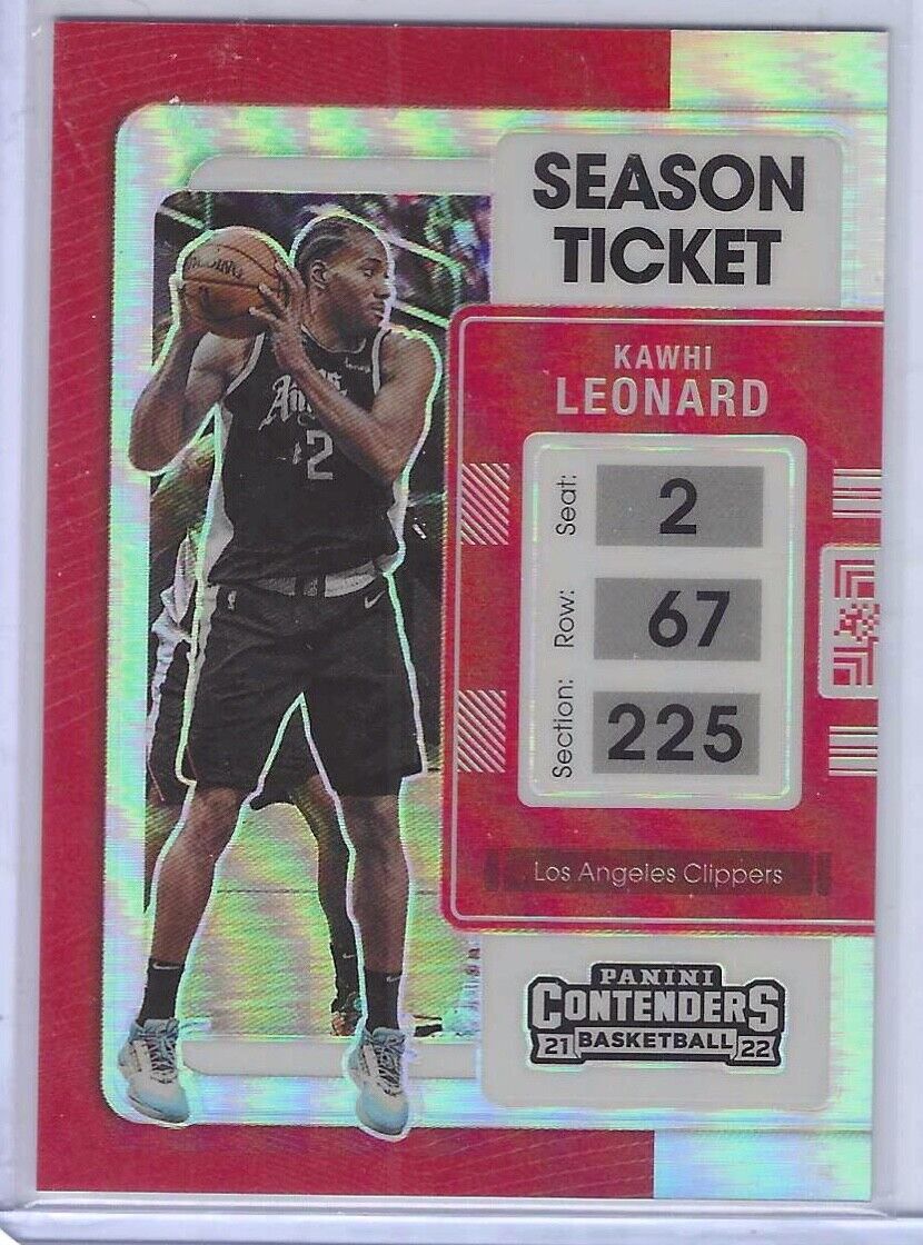 KAWHI LEONARD 2021-22 PANINI CONTENDERS SILVER PRIZM VARIATION SP SHORT PRINT 22