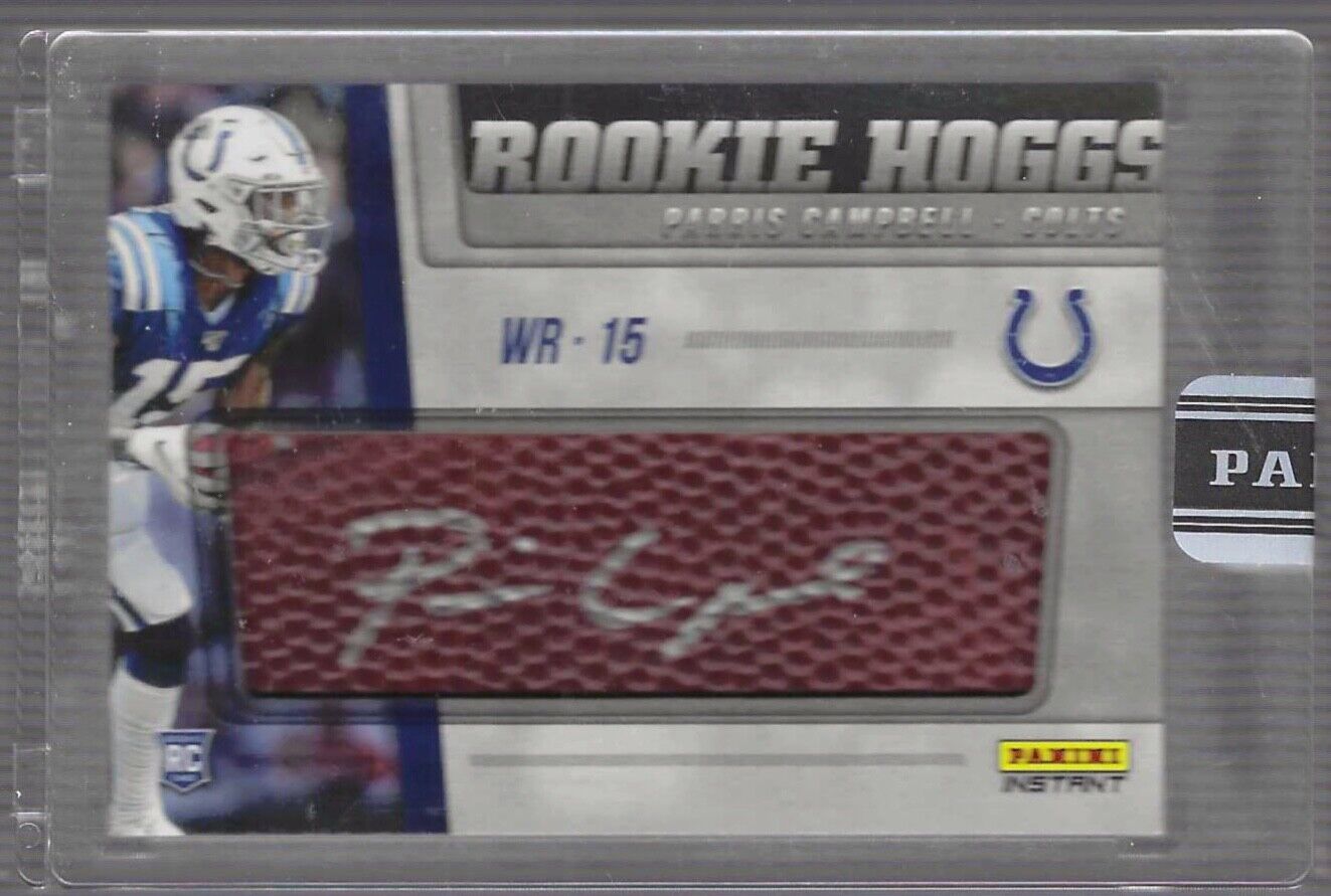 PARRIS CAMPBELL 2019 PANINI INSTANT ROOKIE HOGGS JUMBO BALL PATCH AUTO RC #D 3/5