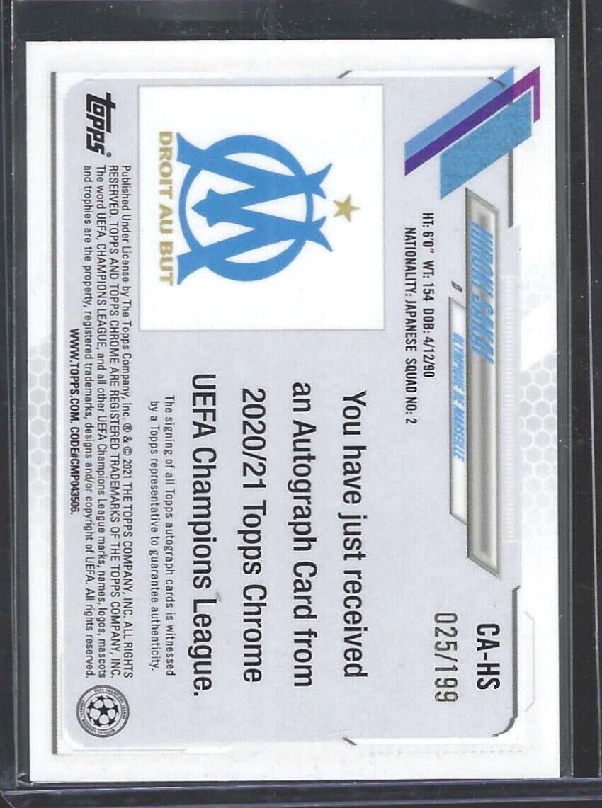 HIROKI SAKAI 2020-21 TOPPS CHROME UEFA AQUA REFRACTOR AUTO #D 025/199