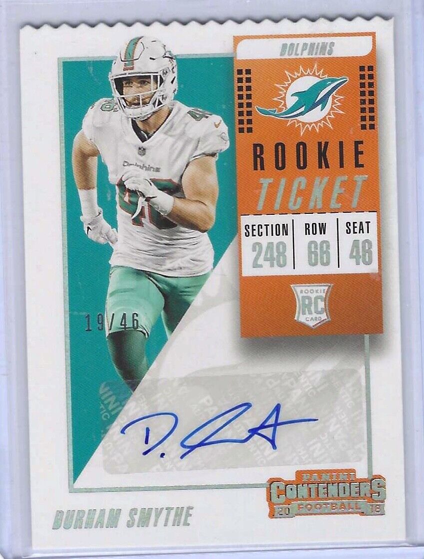 DURHAM SMYTHE 2018 PANINI CONTENDERS ROOKIE TICKET STUB DIE CUT AUTO RC #316