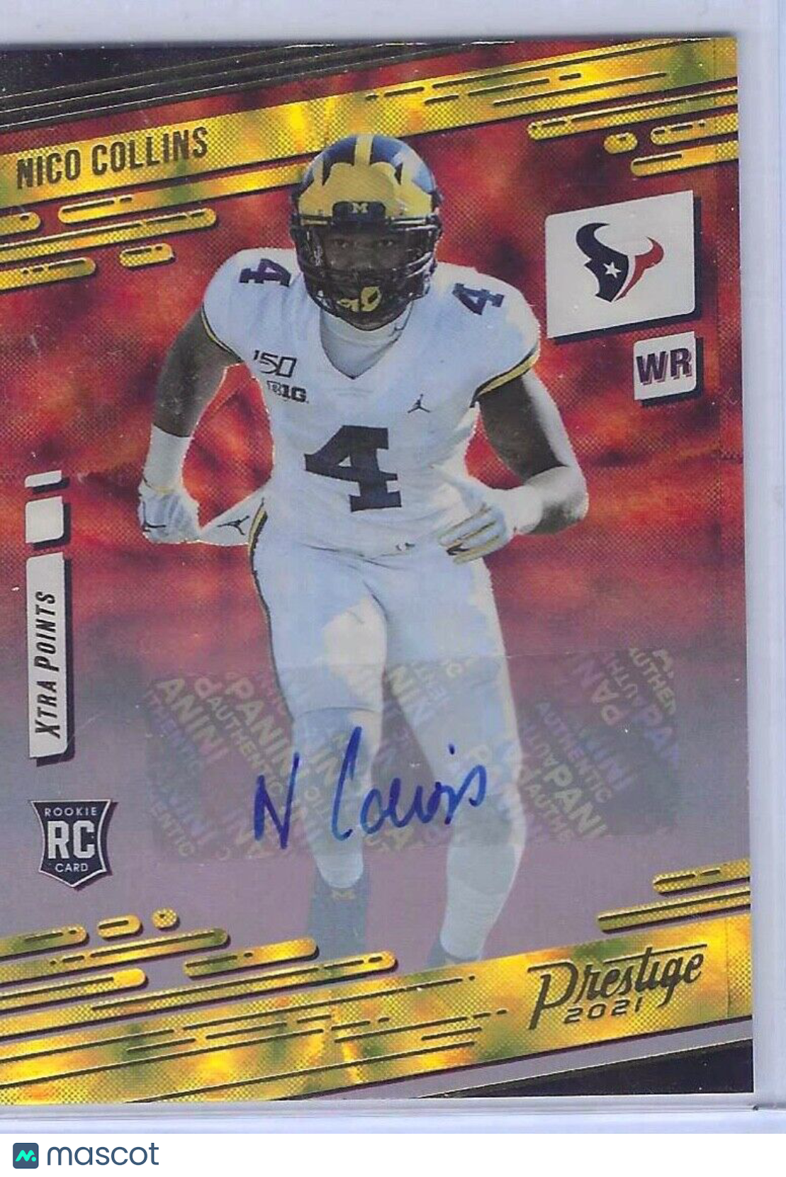 NICO COLLINS 2021 PANINI PRESTIGE YELLOW GOLD XTRA POINTS ROOKIE AUTO RC #237