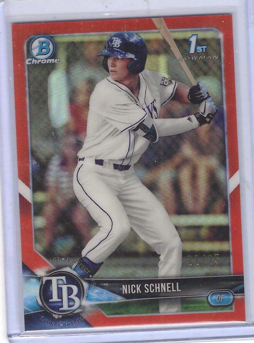 NICK SCHNELL 2018 BOWMAN CHROME ORANGE REFRACTOR 1ST PROSPECT #D 22/25