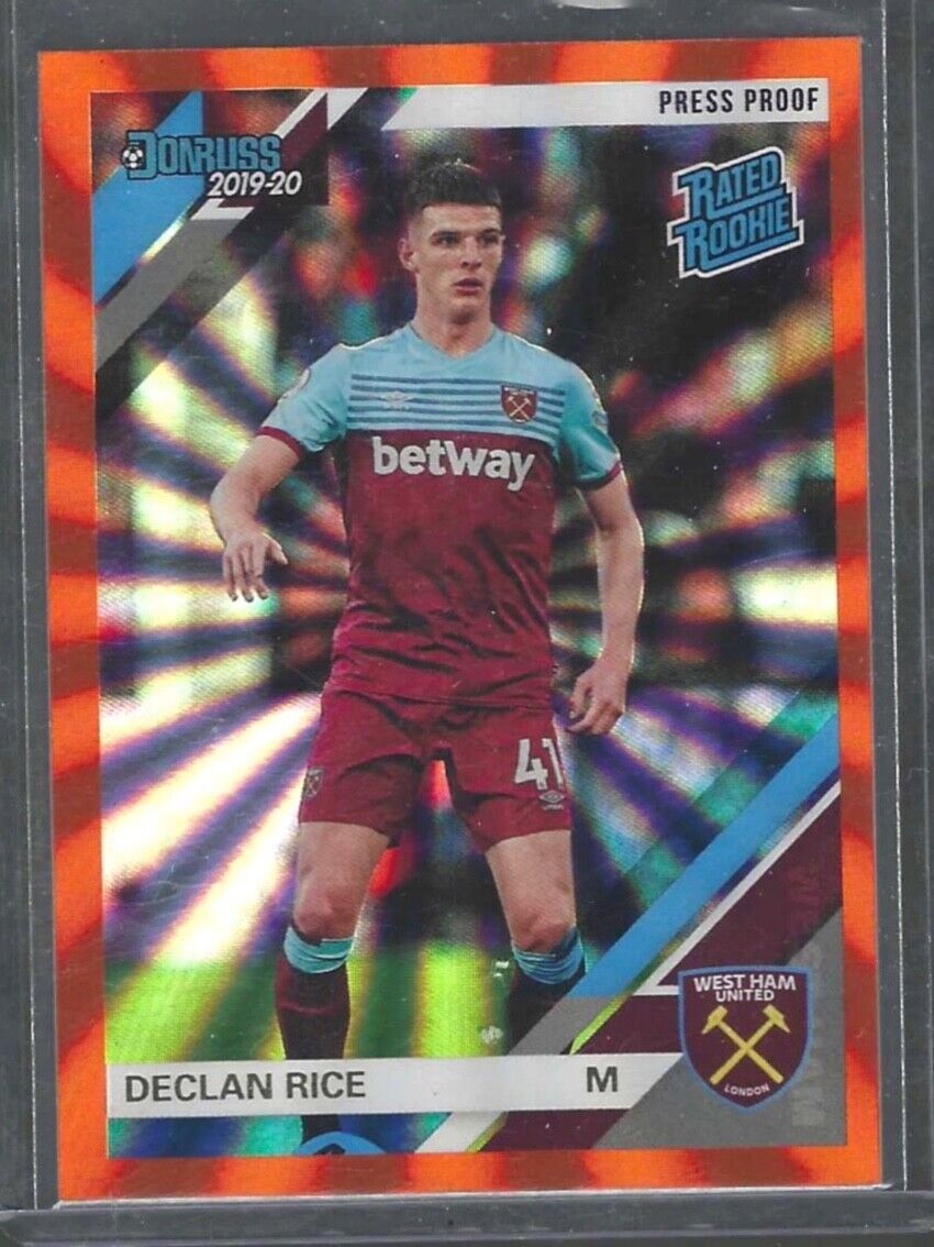 DECLAN RICE 2019-20 PANINI CHRONICLES DONRUSS ORANGE LAZER RATED ROOKIE RC #179