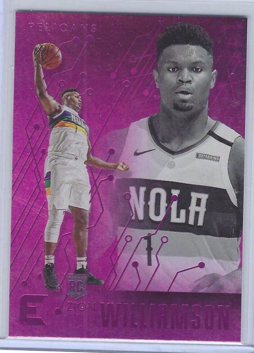 ZION WILLIAMSON 2019 PANINI CHRONICLES ESSENTIALS PINK FOIL ROOKIE RC #210
