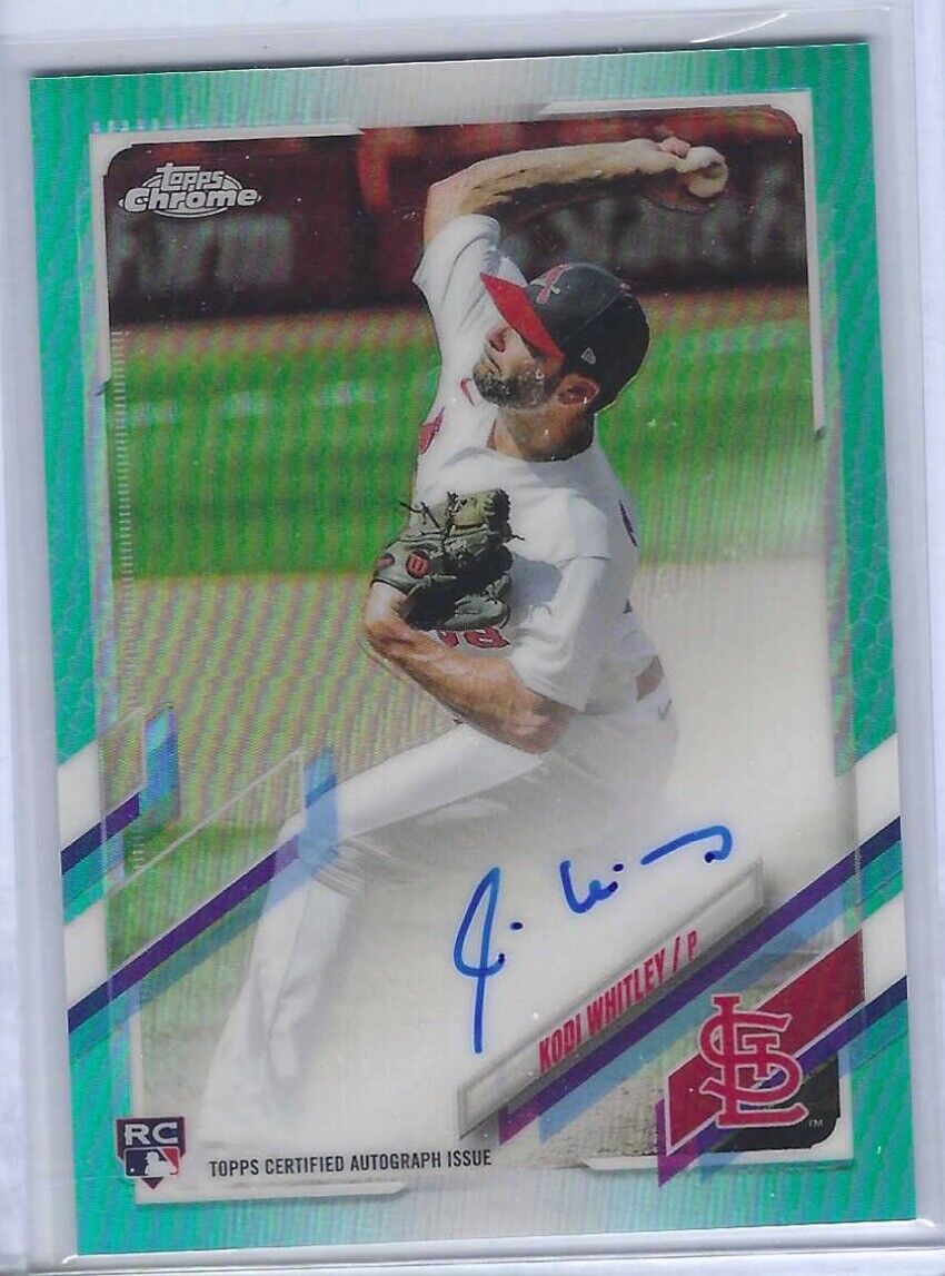 KODI WHITLEY 2021 TOPPS CHROME AQUA TEAL REFRACTOR ROOKIE AUTO RC #D 089/199