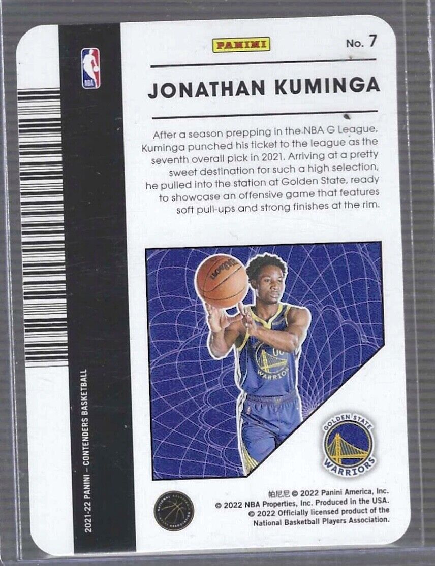 JONATHAN KUMINGA 2021-22 PANINI CONTENDERS PERMIT TO DOMINATE CASE HIT SSP RC #7