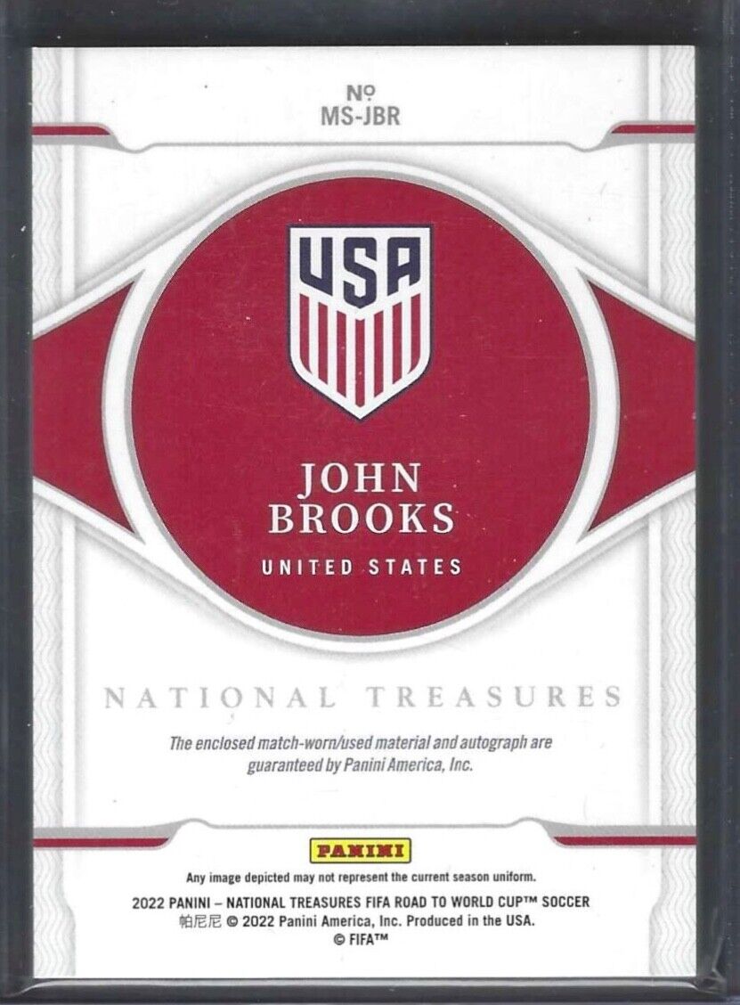 JOHN BROOKS 2021-22 PANINI NATIONAL TREASURES RED FOIL USA PATCH AUTO #D 01/10